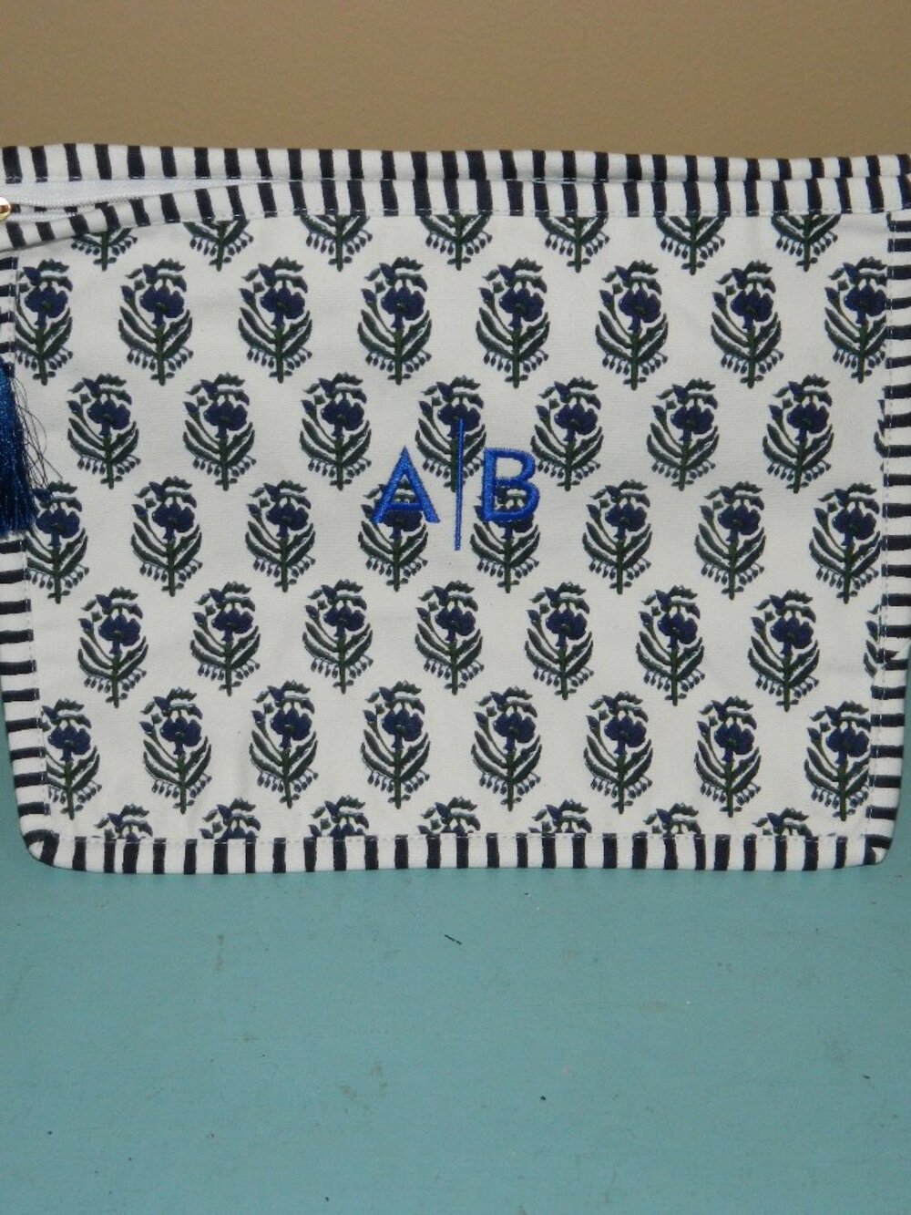 Mark & Graham Block Print Canvas Pouch Mono "A/B" Large